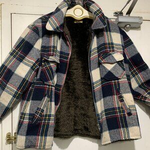 VINTAGE ANTONIO GIOVANNI SHERPA LINED WOOL BLEND PLAID JACKETS SIZE XL